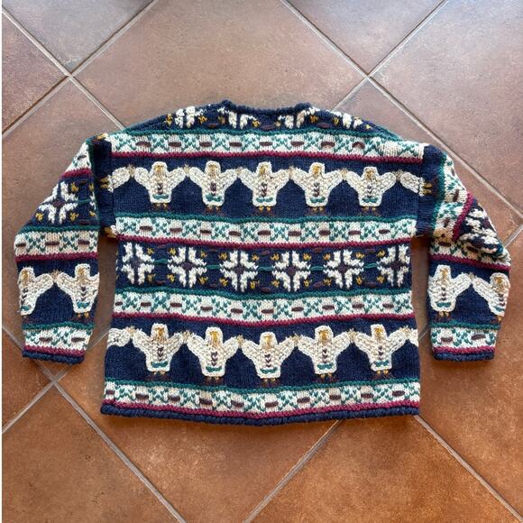 Express Tricot Vintage Chunky Handknit Wool Cardigan with Wood Buttons size M/L - Picture 13 of 13